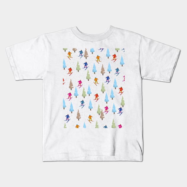 Cartoon ski pattern/ Kids T-Shirt by nickemporium1